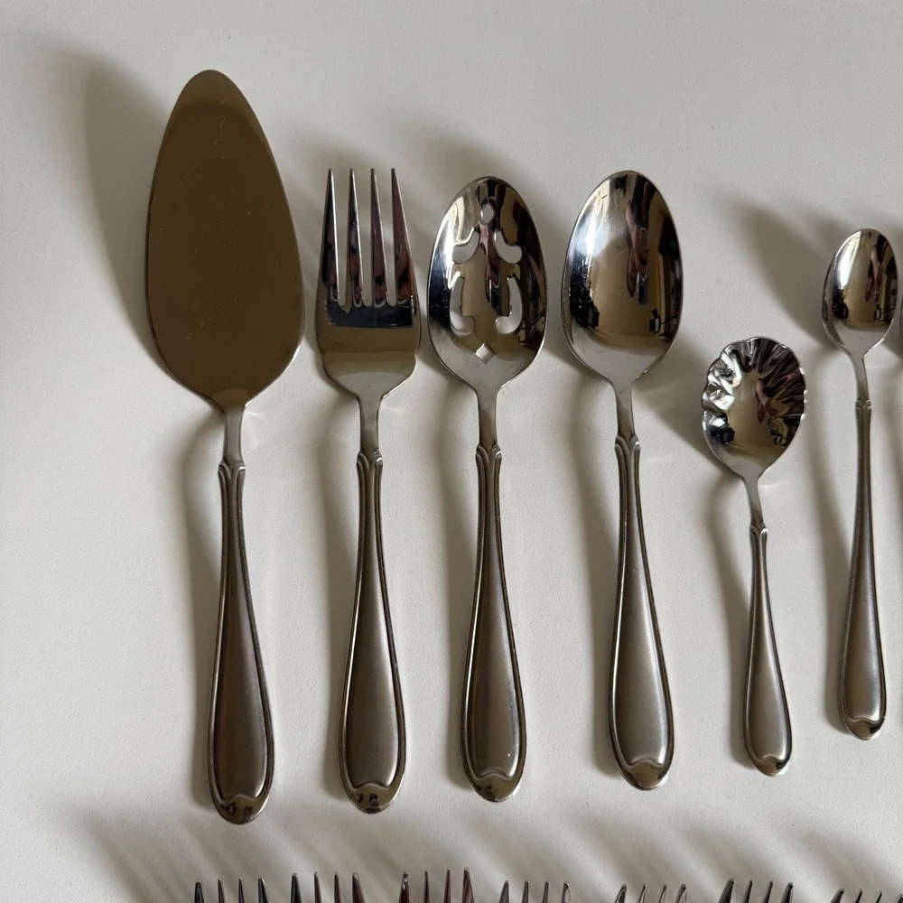 Wallace Summerset Frost Stainless Steel Flatware Classic Double Line Border